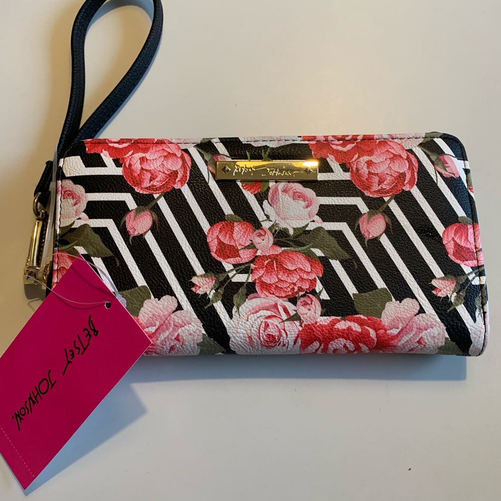Betsy Johnson Stripe Xoring wristlet wallet